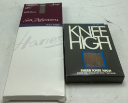 Lot of 2 New Hanes Silk Reflections Reinforced Toe Knee Highs 2 Pk Style 775 Jet - £4.70 GBP