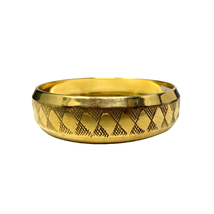 Gold Tone Bangle Bracelet with Diamond Pattern; Marked India - £14.88 GBP
