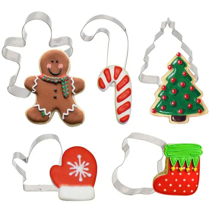 Primary image for Assorted 5 Packs of Christmas Cookie Cutter Set Gingerbread Man Xmas Tree Biscui