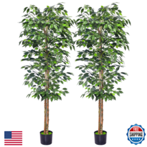 Haihong 2Packs 6Ft Artificial Ficus Treefake Plants Sturdy Plastic Nursery - $184.78