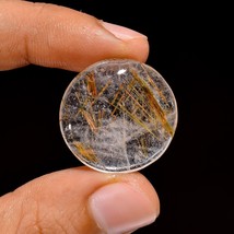 Natural Golden Rutile Quartz Round Shape Cabochon Loose Gemstone For Mak... - £8.09 GBP