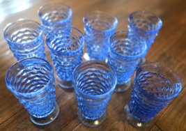 Vtg Colony Whitehall Light Blue Iced Tea Glasses 14oz Cubist Pattern, Se... - $84.14