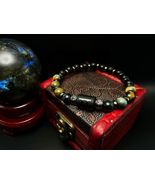 Gemini Zodiac Bracelet: Tiger Eye &amp; Matte Black Pearl Gemstone Beads - $30.31