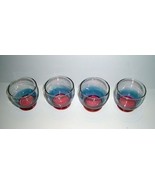 4 Vintage West Virginia Cranberry Faded to Blue to Clear On Rocks Glasse... - $301.55 MXN