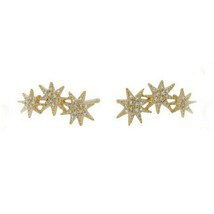 0.13 Ct Round Cubic Zirconia 14K Yellow Gold Plated Shooting Stud Star Earrings - £55.87 GBP