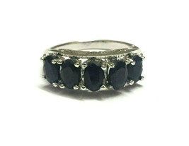 Sterling Silver Blue Sapphire Band Natural blue sapphire Ring 5 x 7 mm Oval - £64.59 GBP