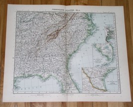 1908 Original Antique Map Of Georgia South North Carolina Florida Alabama - £16.08 GBP