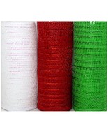 Christmas Decorative Mesh Rolls for Crafting Wreaths, Centerpieces, Disp... - £8.88 GBP