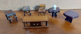 Vintage Dollhouse Furniture Wooden Living Room Furniture Coffee End Tables - £34.97 GBP