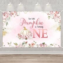 MEHOFOND Fall Pumpkin 1st Birthday Backdrop Banner Pastel Pink 70.8x43.3in - $4.06