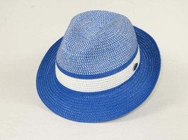 Men's Bently Semi Crushable Fedora Briad Straw Hat Dante DA222 Royal White image 2