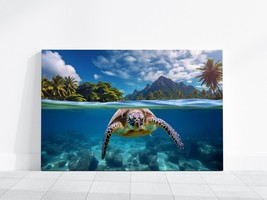 Sea Turtle Photo, Hawaiian Islands Art, Turtle Swimming in Ocean HD Photography - £19.75 GBP+