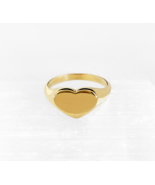 18K 14K 9K Solid Gold Heart Signet ring, Heart Pinky ring, Women Signet ... - £312.50 GBP+