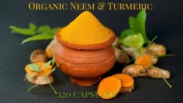 Turmeric Neem Powder (120 Capsules) Certified Organic - £12.28 GBP