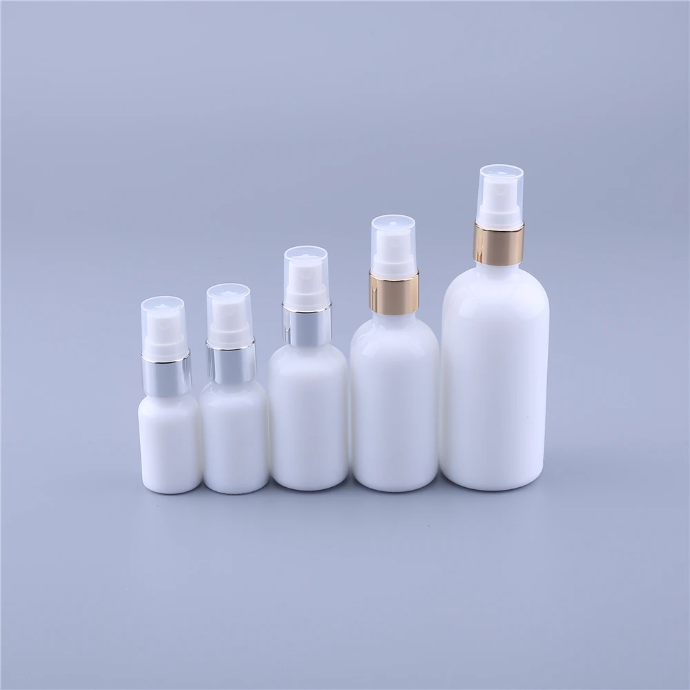 15ml 30ml 50ml 100ml white glass bottle with aluminum sprayer empty essential oil spray thumb200