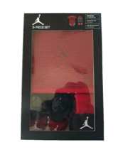 Nike Air Jordan Baby Boys 6-12 Months Red Black Booties Bodysuit Hat 3 Piece Set - £20.82 GBP