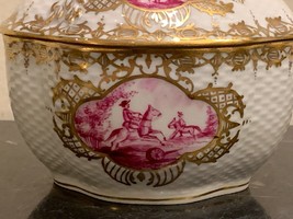 Antique Dresden Porcelain Hand Painted Lidded Box 4.5&quot; High - £192.73 GBP