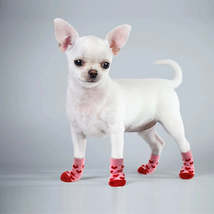 4pcs/set Dog Shoes Lovely Warm Dog Socks Winter Anti-Slip Knit Socks Cartoon Pri - £9.41 GBP