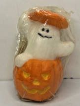 Vintage American Greetings Ghost in Pumpkin Candle New in Packaging 3&quot; SKU H503 - £15.17 GBP