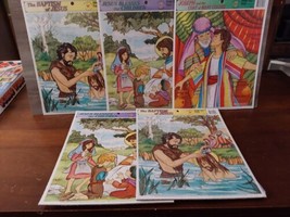 Golden Books 1998 Tray Puzzles Jesus Religious Blesses the Children Baptism Lot5 - $18.50
