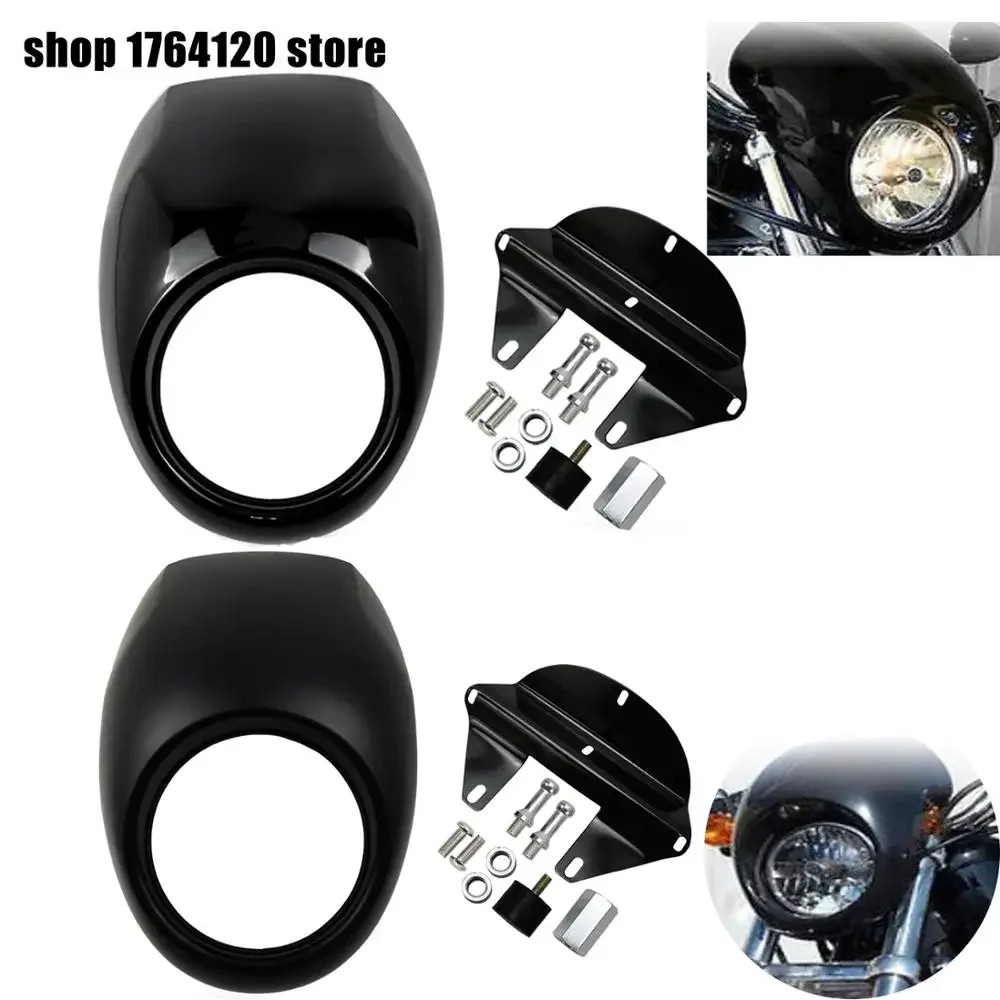 Motorcycle Head light Mask Headlight Fairing Cover Front Fork Mount Kits For - £36.64 GBP