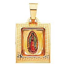 Genuine 14k Yellow Gold and Enamel 0.70&quot; Virgin of Guadalupe Religious P... - $176.00