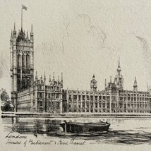 Houses Of Parliament On River Thames 1901 Victorian London Print Art DWFF10 - $69.72 CAD