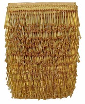 Golden Lace Trim Tassels Latkan Laces Heavy Pipe Border for Dresses Sarees 9Mtr  - £19.96 GBP