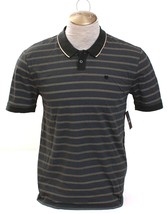 Brixton Washed Black &amp; Vanilla Stripe Short Sleeve Polo Shirt Men&#39;s M NWT - $49.99
