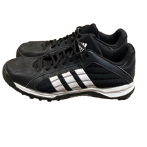 Adidas Turf Hog Cleats Athletic Shoes Mens 8.5 Black White Leather Stripes - £30.60 GBP