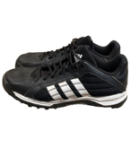 Adidas Turf Hog Cleats Athletic Shoes Mens 8.5 Black White Leather Stripes - £30.66 GBP