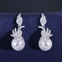ThreeGraces Elegant White Cubic Zirconia Dangle Simulated  Earrings for Women Fa - £15.38 GBP