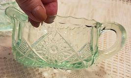 VINTAGE VASELINE GLASS CREAM & SUGAR BOWL image 4