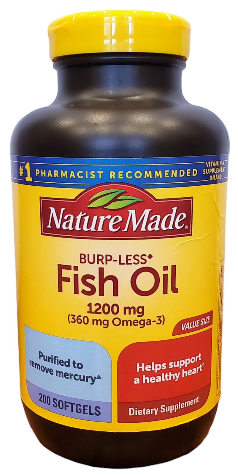 FISH OIL 200 SOFTGEL Omega 3 Nature Made 1200 mg Heart Brain Eye Support EPA DHA - $20.99