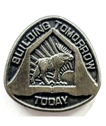 Loyal Order  of Moose Silver Tone Pin Building Tomorrow Today Motto Frat... - $9.99
