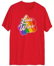 Hybrid Men's Love Wins Short Sleeve Graphic T-shirt in Red-Medium - $14.97