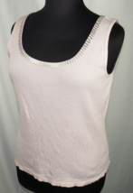 Talbots Women&#39;s Pale Pink Ribbed Sequined Neckline Tank Size XL - £15.63 GBP