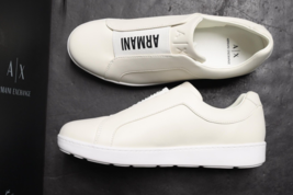 Armani Exchange A|X $140 Mens White Leather Slip-on Fashion Sneakers US 13 EU 46 - £57.93 GBP