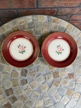 2 Vintage Homer Laughlin Lady Stratford 6-1/4&quot; Plate Gold Edge Trim Red ... - £4.67 GBP