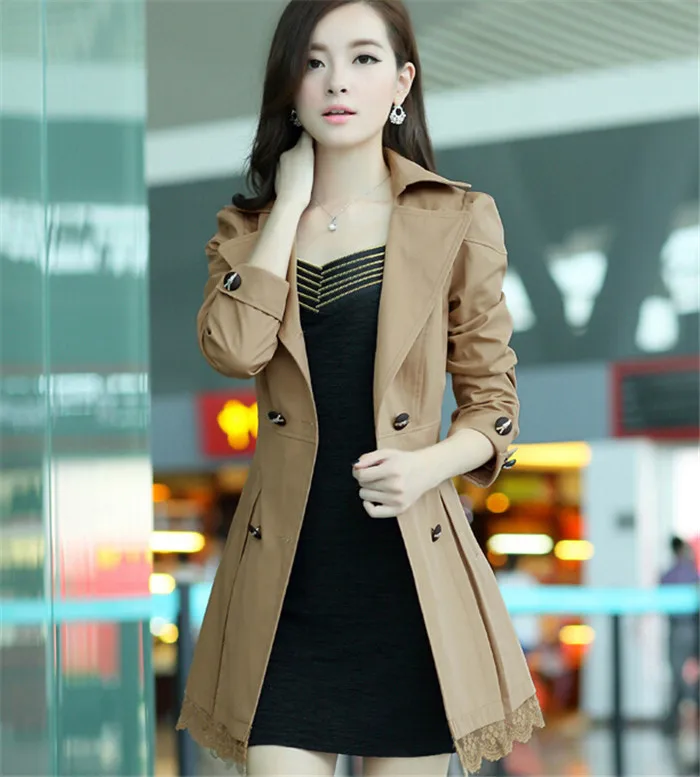 s Trench Coat 2020 New Plus Size  Thin Double-breasted Coat  Spring and ... - £95.91 GBP