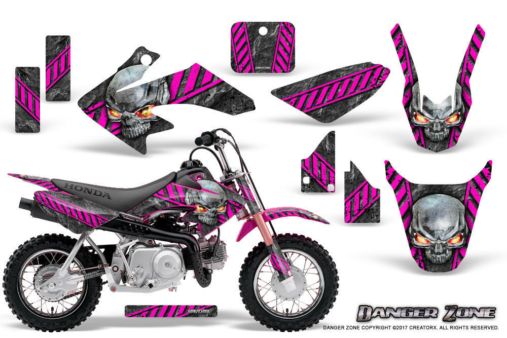 HONDA CRF 50 GRAPHICS KIT CREATORX DECALS STICKERS DANGER ZONE PINK - $108.90