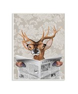 Stupell Industries Deer Reading Newspaper With Big Glasses Wall Plaque A... - $31.99