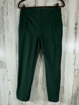Chicos Ponte Knit Ankle Pants Size 0.5 (30x26.5) Green Faux Pockets Hem Slit - £19.44 GBP