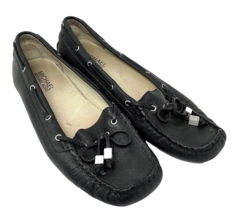 Michael Kors Black Leather Loafer Square Toe Size 7M - $356.16 MXN