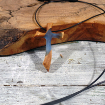Crucifix made of olive wood and resin necklace pendant - £16.64 GBP