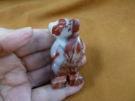 (Y-BEA-ST-703) Red Jasper + Quartz Standing Bear Gemstone Figurine I Love Bears - £18.45 GBP