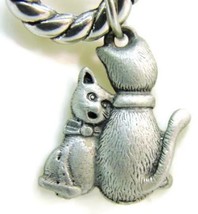 16&quot; Pair Cats Front Rear Silver Tone Girls Fashion Friends Costume Necklace - £7.93 GBP
