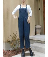 Navy Leather Overalls by Vintage De Luxe, 42IT/6US, midnight blue color - £128.45 GBP