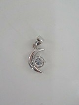 Silver Color Charm Delicate Crescent Moon And Clear Stone 18 Kgp Dangle 1 Piece - £7.16 GBP