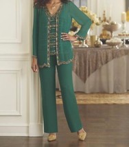 Women&#39;s Mother of Bride Groom Wedding 3PC pant suit plus tank&amp;duster 3X&amp; pant 2X - £142.43 GBP